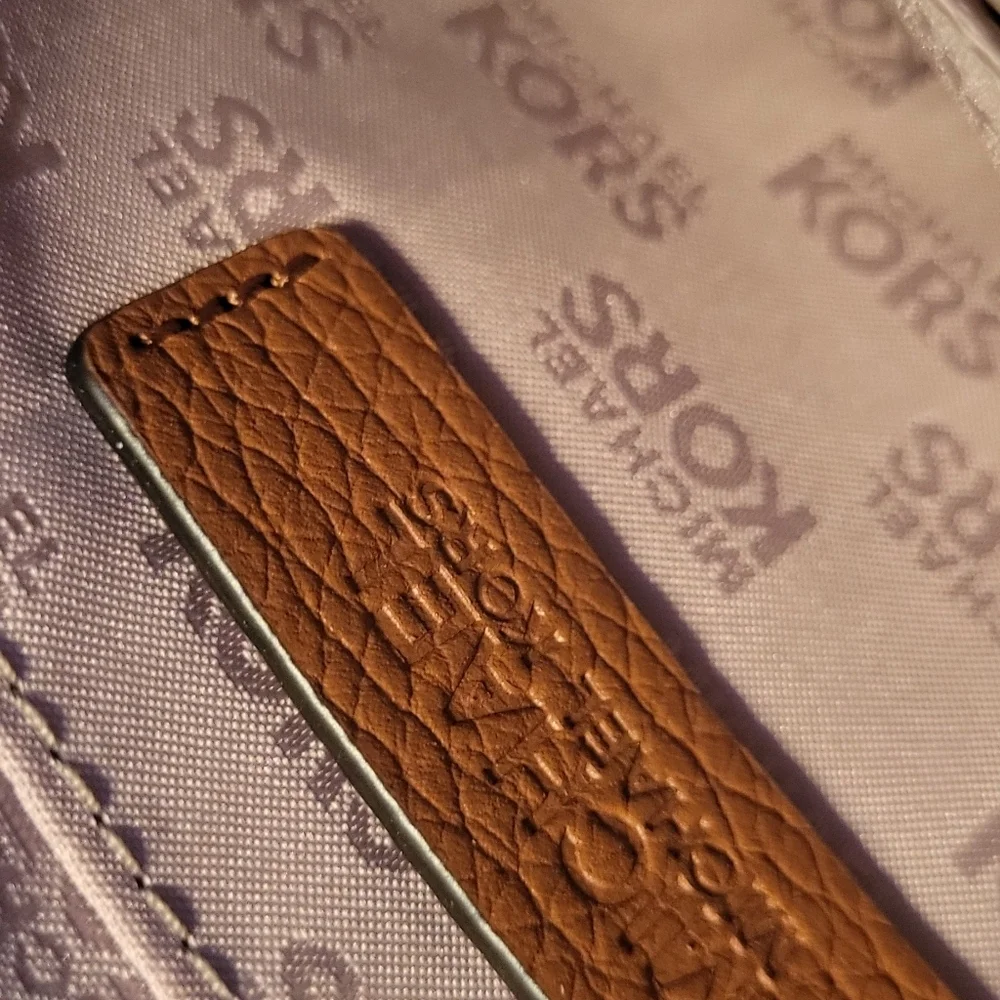 Michael Kors Khaki Tan Brown PVC Signature Print Wristlet